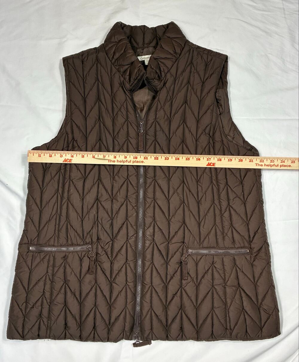 Coldwater Creek quilted vest brown size xl with bottom release zipper